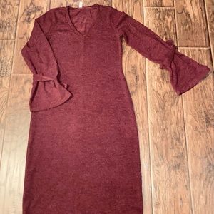 Pinkblush Maternity dress with bell sleeves.